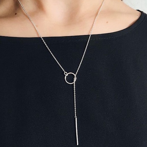 NWOT sterling silver bar circle necklace - Picture 2 of 4